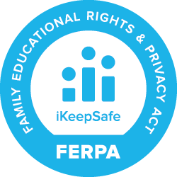 Digital badge from iKeepSafe which reads Family Educational Rights and Privacy Act